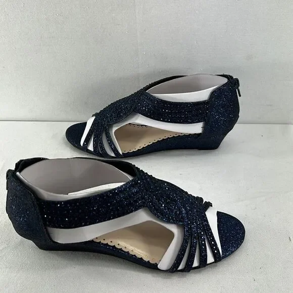 Charter Club Ginifur 2P Navy Wedge Sandals Various Sizes - Picture 7 of 9